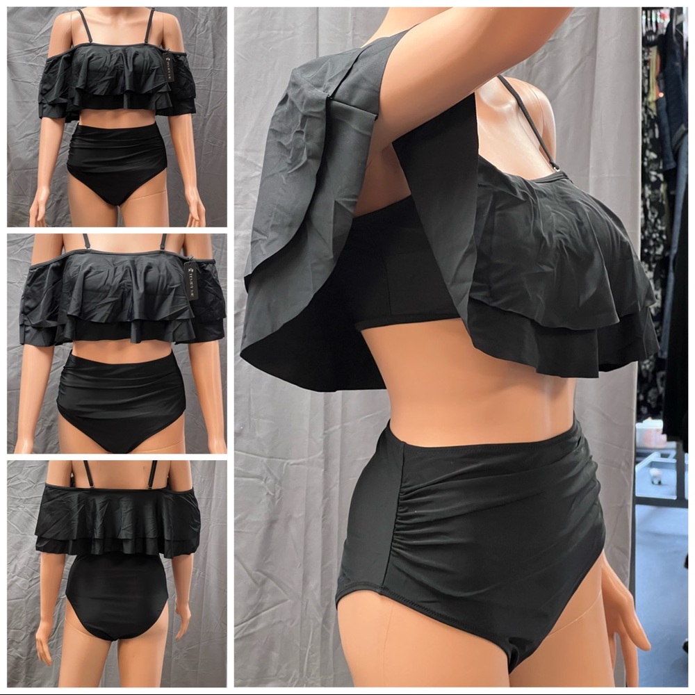 Black high waisted Bikini “tempt me” brand new with tags.